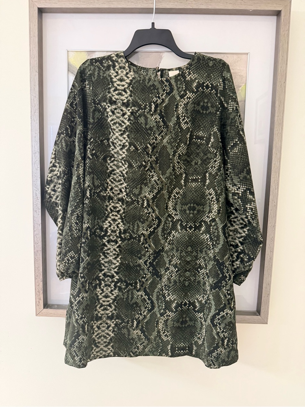 Women’s Olive Snake-Print Shift Dress